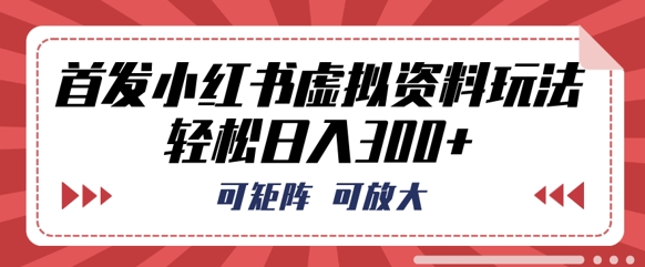 首发小红书虚拟资料玩法，可矩阵，可放大，轻松日入3张-第一人副业终点站