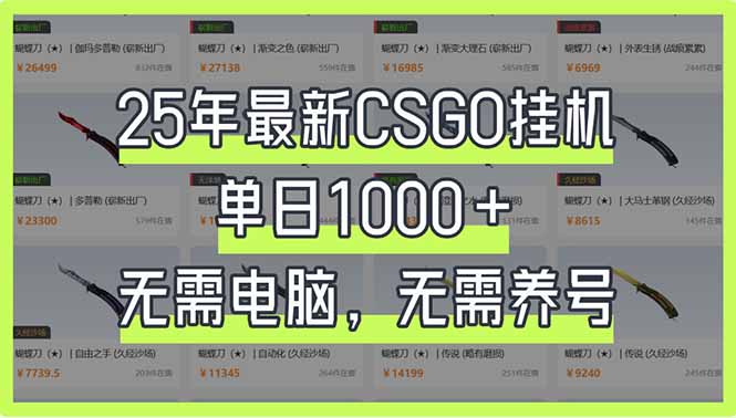 (14178期)25年最新CSGO挂机系统,单日1000+,无需电脑,无需养号,0基础可上手-第一人副业终点站
