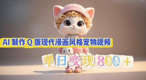 AI制作Q版现代漫画风格宠物视频，单日变现几张-第一人副业终点站