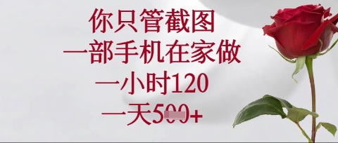 你只管截图，一部手机在家操作，一小时120.一天5张【揭秘】-第一人副业终点站