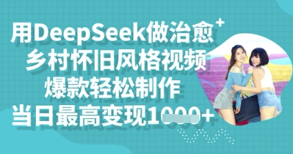 用DeepSeek做治愈乡村怀旧风格视频,爆款轻松制作,当日最高变现多张-第一人副业终点站
